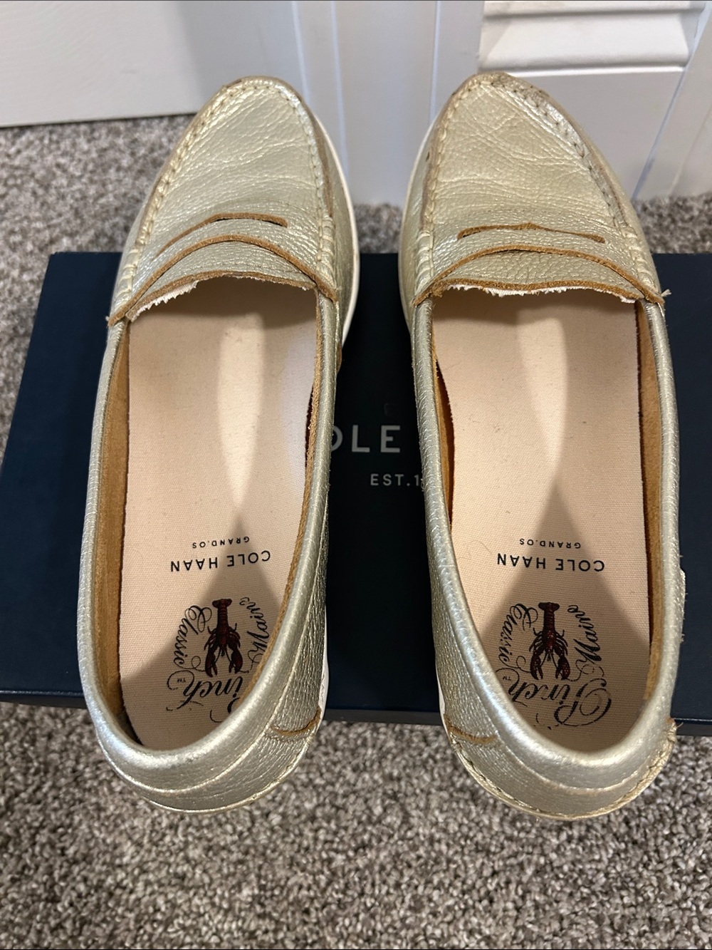 Cole Haan Gold Leather Penny Loafers - Picture 5 of 6